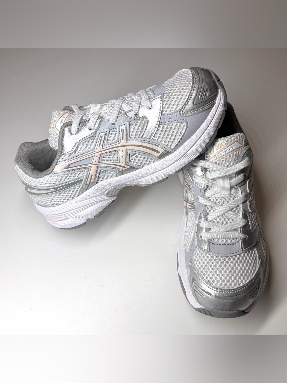 ASICS Kids Gel-1130 GS White Pearl Pink Silver Running Shoes Size-3 - Picture 3 of 9